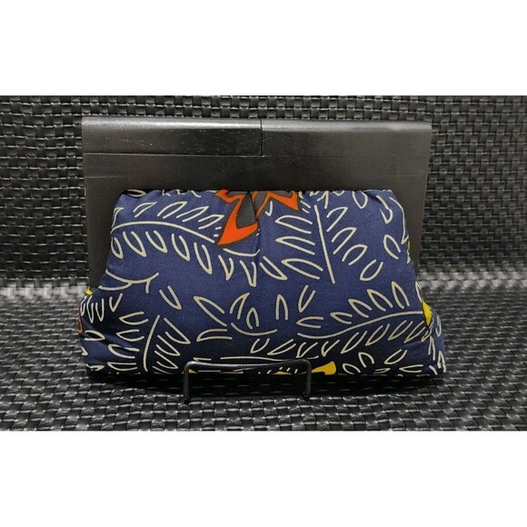 Midnight Botanical Wood Frame Multicolor Ankara Clutch Purse Bag - Picture 3 of 8
